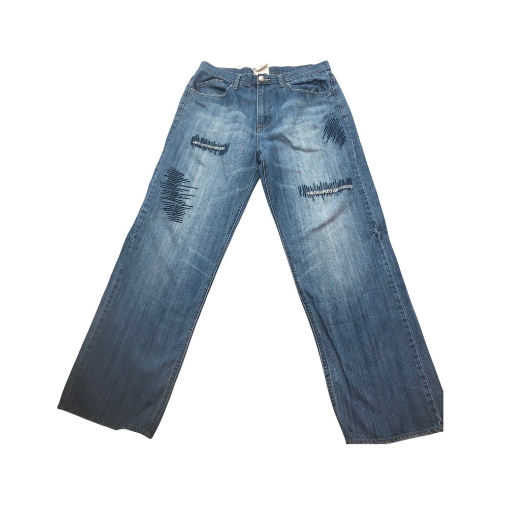 G unit Men's Jeans Wide Leg Distressed Blue Denim Fashion‎ Streetwear